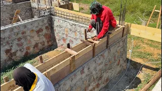 Proses memasang bekisting sloof rumah 1 lantai ukuran 20x30cm