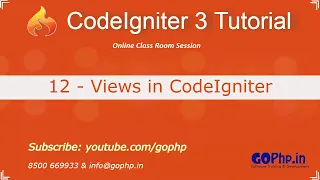 12 - Views in CodeIgniter 3 CodeIgniter 3 Tutorial
