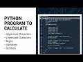Python program to calculate number of uppercase lowercase alphabet digit and symbol in string