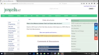 What is the difference between Stack and Queue data structure javapedia net
