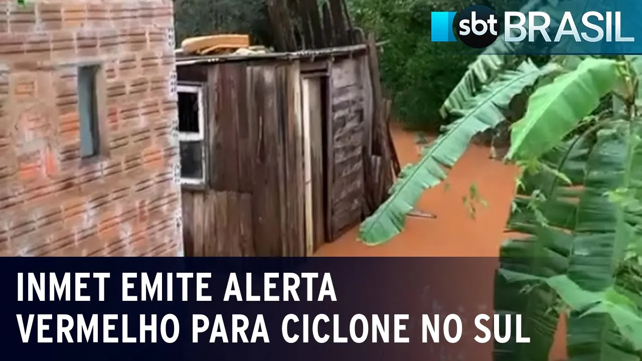 Inmet emite alerta vermelho para ciclone no Sul | SBT Brasil (12/07/23)