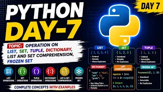 Python Day 7 List Tuple Set Dictionary Comprehension Frozen Set Python for Beginners