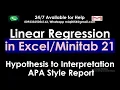 Simple Linear Regression in Minitab and Excel Hypothesis to Report in APA style