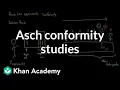 Asch conformity studies Asch line studies Behavior MCAT Khan Academy