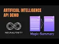 Artificial Intelligence - Demo of Neuralfinity s Text-Summary API