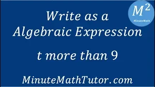 Write as an Algebraic Expression t more than 9