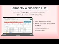 Grocery List Excel Google sheet Template Shopping CheckList Multiple Stores Automated list