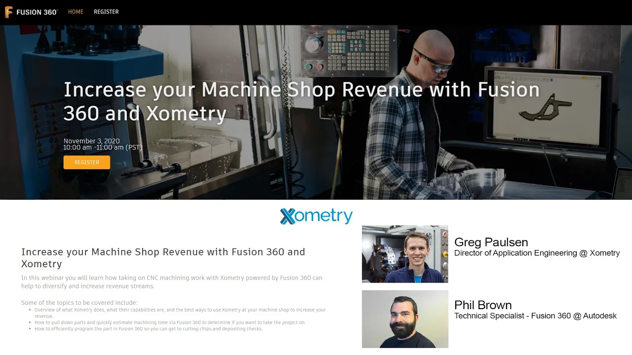 Webinar: Increase Your Machine Shop Revenue With Fusion 360 and Xometry