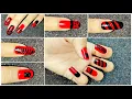 Red Black Nailart Designs At Home Beautiful Attractive Nail Art