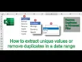 How To Remove Duplicates Or Extract Unique values in Excel
