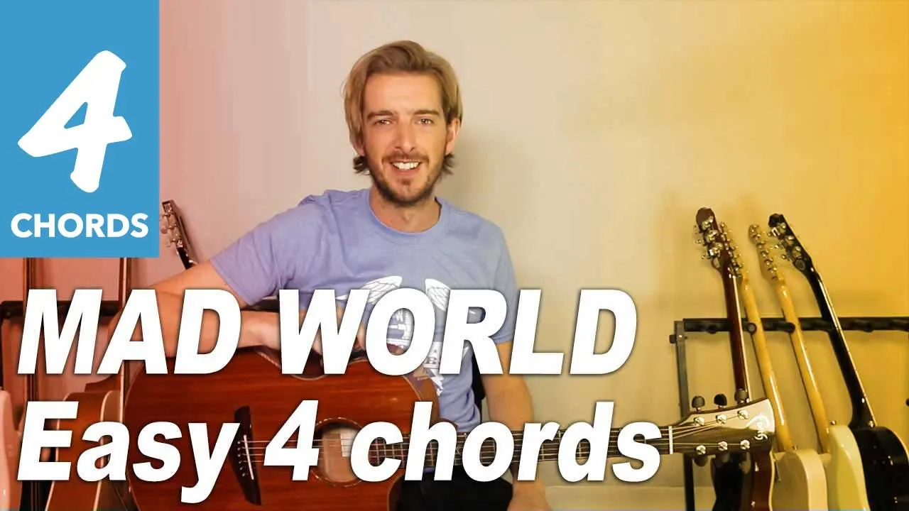 Mad World Guitar lesson tutorial - EASY 4 CHORDS - Tears For Fears/ Gary Jules