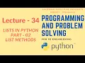Lecture - 34 SPPU s Programming and Problem Solving List Methods in Python