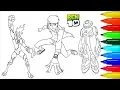BEN 10 Coloring Pages 4 Colouring Pages For Kids With Colored Markers