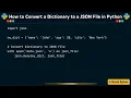 How to Convert a Dictionary to a JSON File in Python
