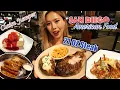 American Food in San Diego - Claim Jumper 21 oz Steak Pork Belly Brussel Sprouts Shrimp Pasta