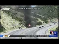 Semi Truck catches on fire in Parley s Canyon