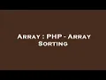 Array PHP - Array Sorting