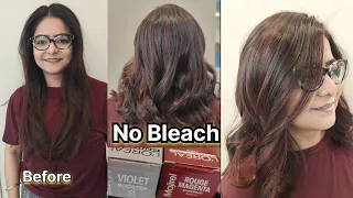 NO Bleach Balayage Full Surface Technique Plum Red Haircolor for beginners ShyamasMakeover