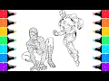 Coloring Spiderman and Iron Man Marvel Superheroes Coloring Page