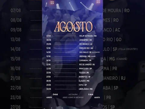 Agosto chegou! 🚀 Confira nossa agenda e conta pra gente: em qual cidade a gente se encontra? ❤️👇