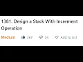 LeetCode 1381 - Design a Stack with Increment Operation 99 6 for speed