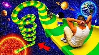 SHINCHAN AND FRANKLIN FOUND A RAMP TO SPACE AND TRIED SPIRAL WATER SLIDE IN GTA 5