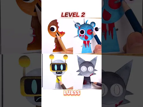 Drawing Sprunki Brud,Sky,Simon,Wenda in Different Levels.