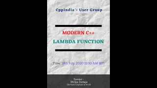 CppIndia - Lambda Functions C 11