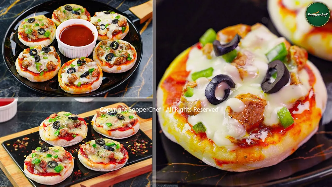 Mini Pizza Recipe Without Oven by SooperChef (Bakery Style Pizza Bites)