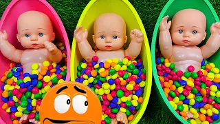 3 Minutes Satisfying Video | Mixing Funny Candy ASMR & Make Up in 3 Bathtubs with Magic M&M's Slime