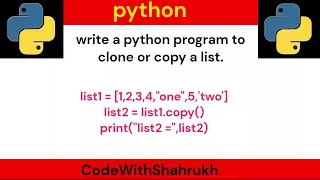 write a python program to clone or copy a list