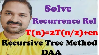 Solve Recurrence Relation T n 2T cn using Recursive Tree method Algorithms DAA