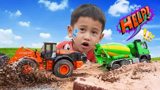 รถโม่ติดหล่น รถตักลากขึ้นไปโหลดลูกปัด พี่ปลื้ม