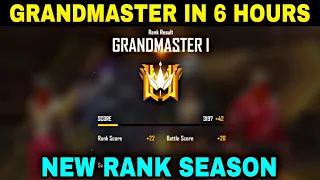 NEW RANKED SEASON GRANDMASTER IN 6 HOURS || free fire rank season 24 grandmaster