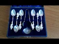 SOLD Vintage Silver Plated Spoon Sugar Tong 8 Piece Set In Fitted Box for sale on Ebay