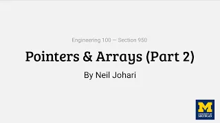 Pointers Arrays Part 2