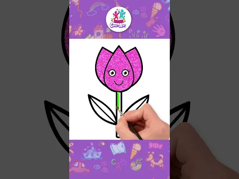 Dibuja y colorea un precioso Tulipán 🌷 Dibujos para niños #shorts #chikiarte  #dibujos