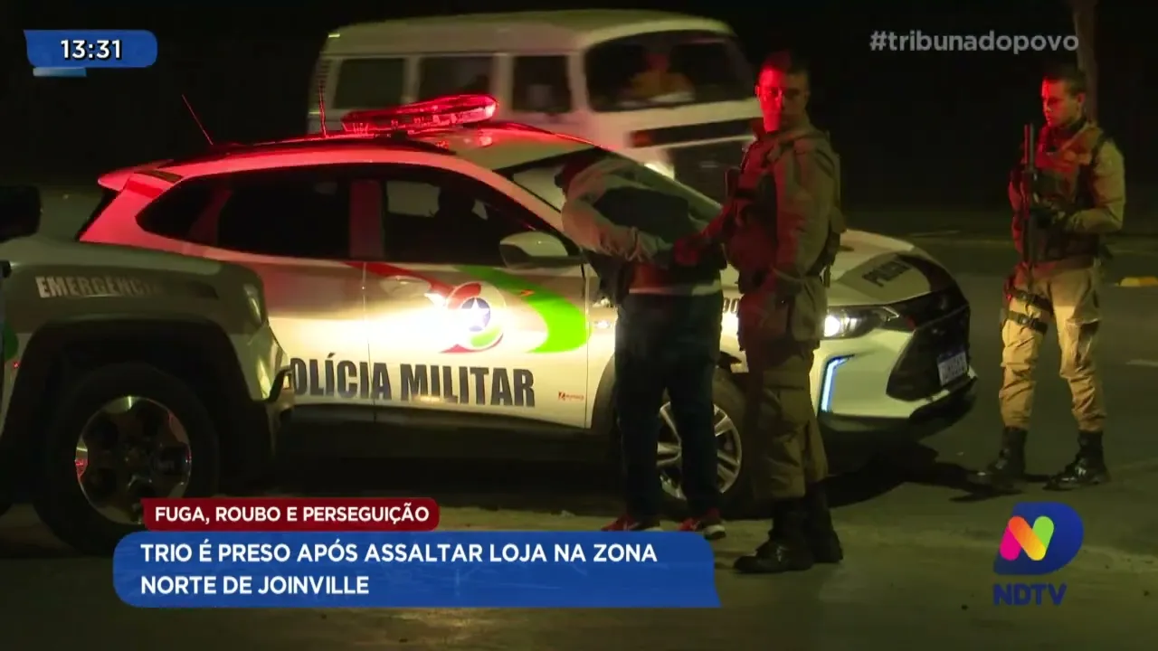 Fuga, roubo e perseguição: trio é preso após assaltar loja na zona Norte de Joinville