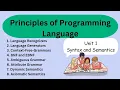 Syntax and Semantics unit 1 chapter 2 Principles of Programming Language