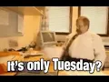 It s only Tuesday GIF with a fat man throwing all his paper all over the place by the computer