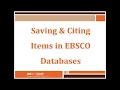 Saving and Citing Items in EBSCO Databases