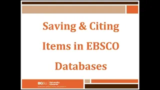 Saving and Citing Items in EBSCO Databases
