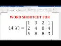 Shortcut to create an augmented matrix in Word 2021
