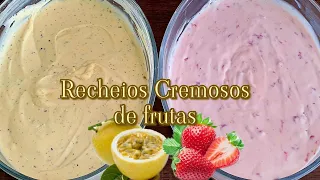 RECHEIOS MARACUJÁ E MORANGO FEITOS COM A FRUTA, SUPER CREMOSOS E SEM MAISENA!!!