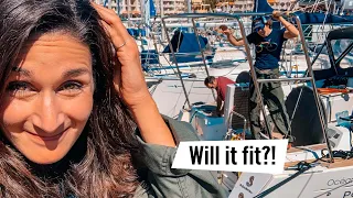 Sailboat refit: installing a stainless steel arch for solar panels and dinghy davits #33