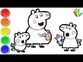 How to Draw Peppa s family Peppa s Baby Surprise - Family Drawing and Coloring pages
