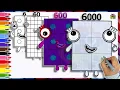 NUMBERBLOCKS How TO Draw NUMBERBLOCK 6000 600 60 6 Learn Drawing Coloring Tutorials For Kids