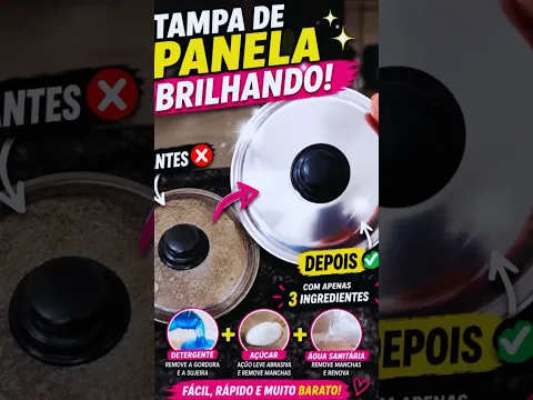 Tampa de Panela Brilhando ✨😱 #Shorts #limpeza