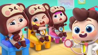 خمس قردات تقفز على السرير | اغاني اطفال | بيبي باص | BabyBus Arabic