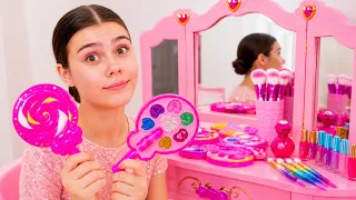 Nastya playing with make up toys and dress up
